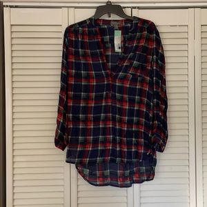 Market & spruce plaid long sleeved shirt